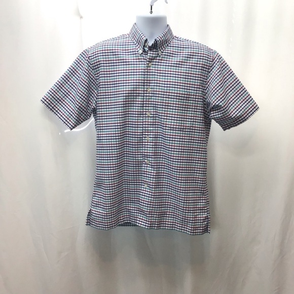 Outfitters by Lands End Men's Traditional Fit Plaid Short Sleeve Shirt Size Med - Picture 4 of 7